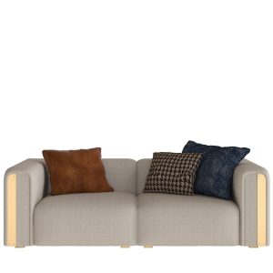 7006.224 Capri two-seater sofa with solid wood structure and satined brass inserts on armrests, Iconic collection – Guerra Vanni