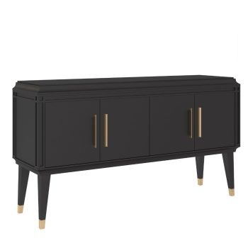 Credenza 7203 Tom con 4 ante laccate Black Brown e coppette in foglia oro sulle gambe, collezione Iconic – Guerra Vanni