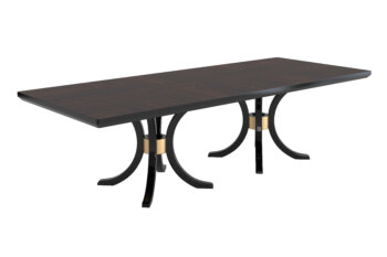 Tavolo rettangolare laccato nero con decorazioni foglia oro