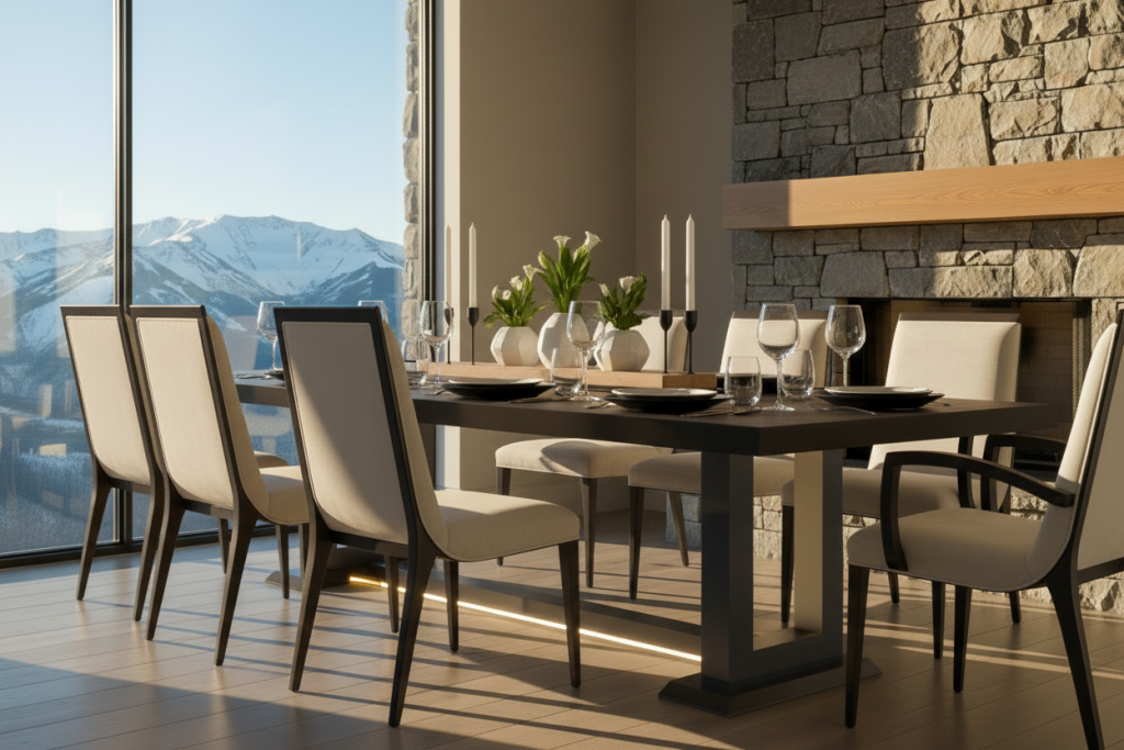 dining contemporaneo in uno chalet di montagna