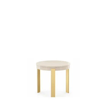Tavolino 6046 Zeus con top laccato sand e gambe in legno con foglia oro, collezione Clizia – Guerra Vanni